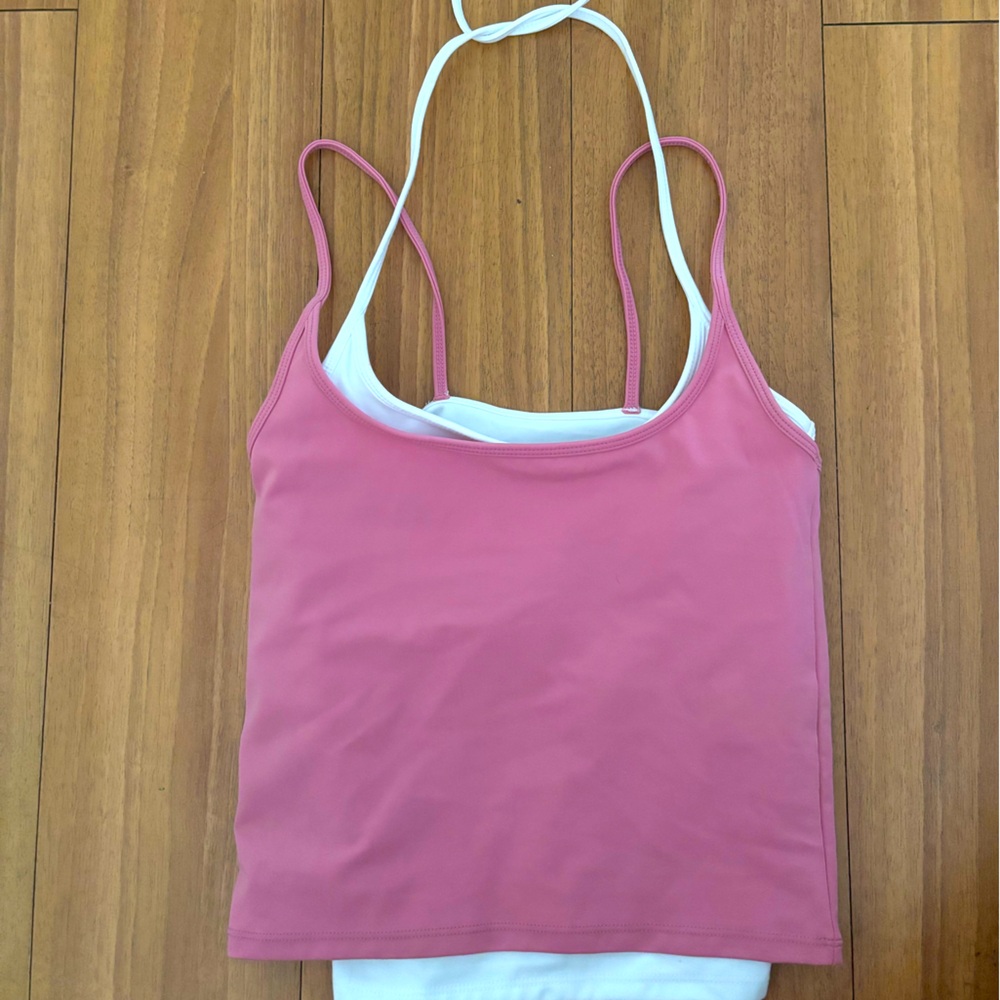 ACTA x Tori Halford collab. Pink and White Halter Top